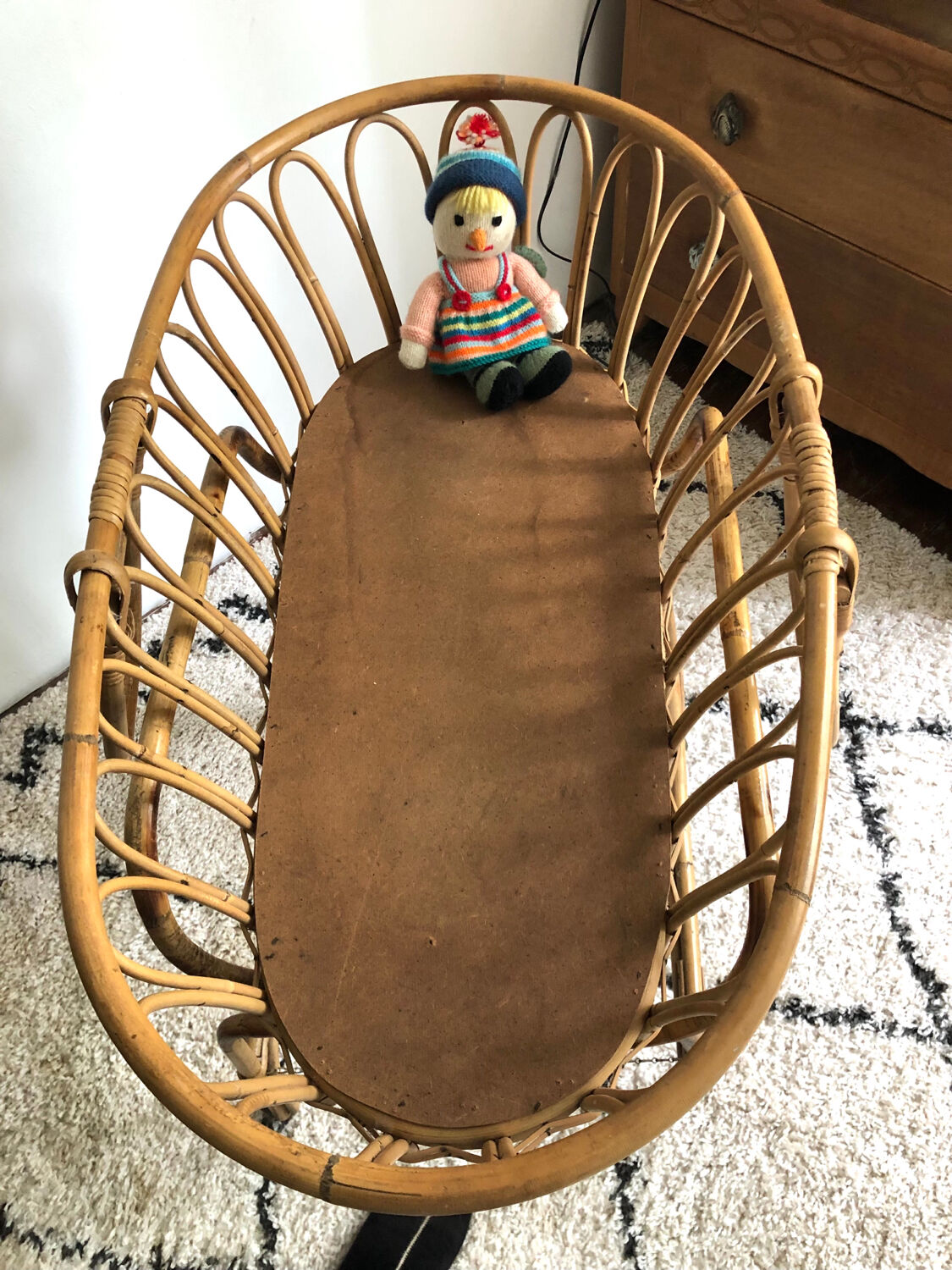 Vintage rattan cradle