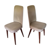 Pair of vintage mahogany and skai chairs
