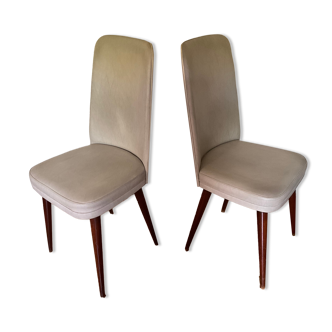 Pair of vintage mahogany and skai chairs