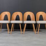 Unique dining set: Extendable round table and Czech chairs by Antonín Šuman