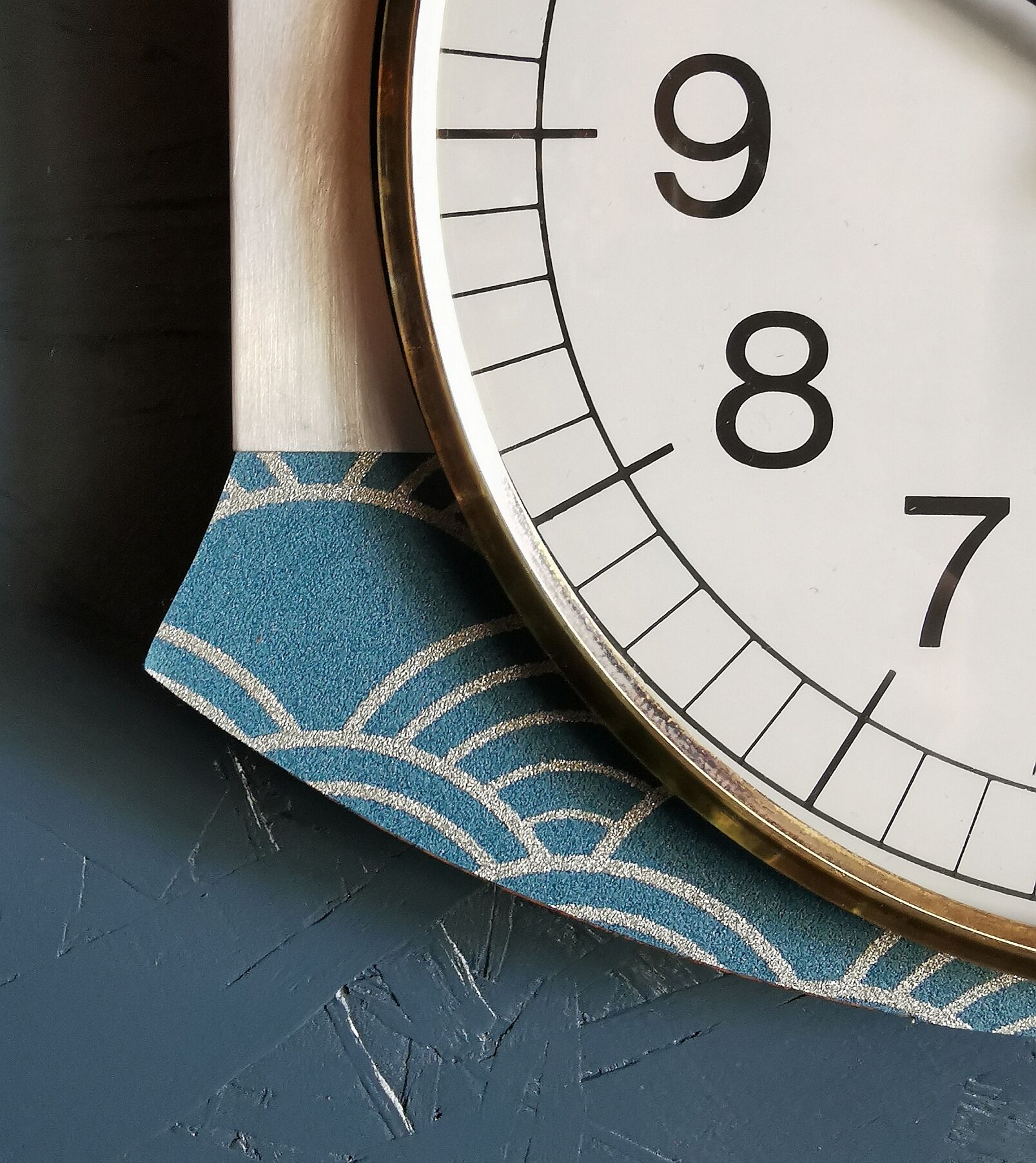 Vintage clock silent rectangular wall clock Japy blue silver