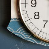 Vintage clock silent rectangular wall clock Japy blue silver