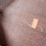 Hexagonal pedestal table or side table with a lattice structure and star pattern.