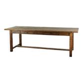 Grande table à manger de ferme antique du 19ème siècle en bois de pin.