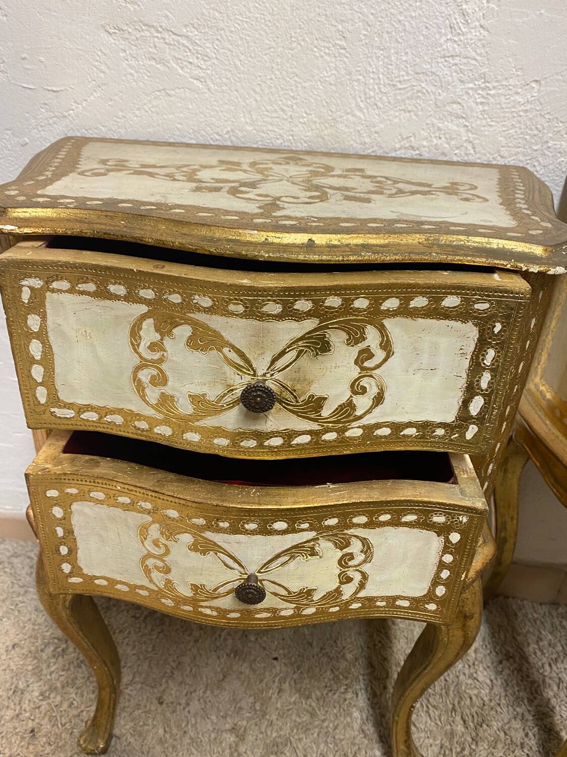 Pair of Italian Florentine bedside tables