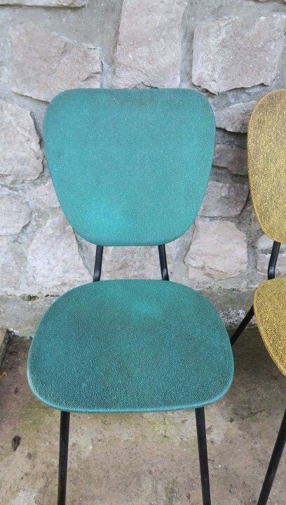 5 vintage skai metal chairs 60 years