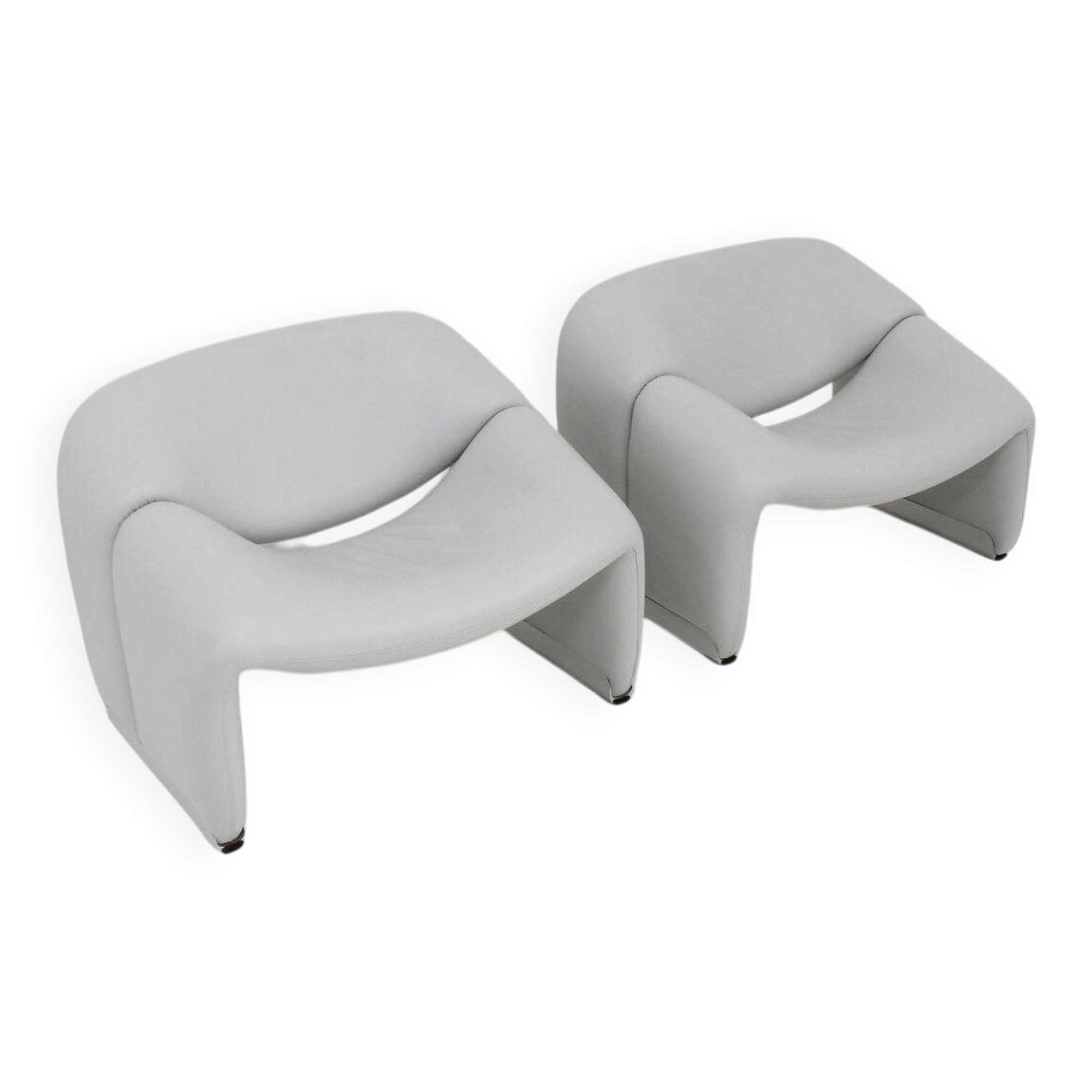 Set of 2 Artifort Groovy M chairs F598 Pierre Paulin in leather
