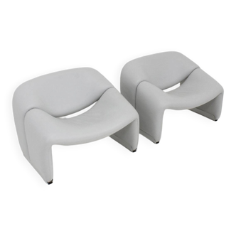 Set of 2 Artifort Groovy M chairs F598 Pierre Paulin in leather