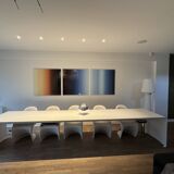 Large curved aluminium tabletop.