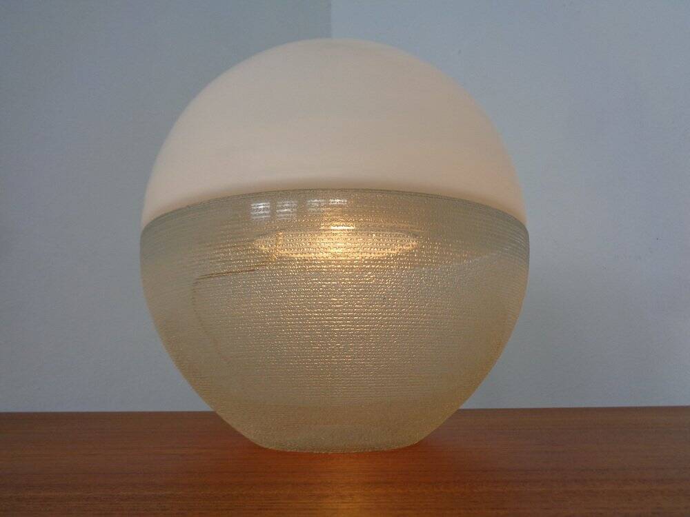 Two-Piece Opal Glass Table Ball Lamp, Italy, 1960s