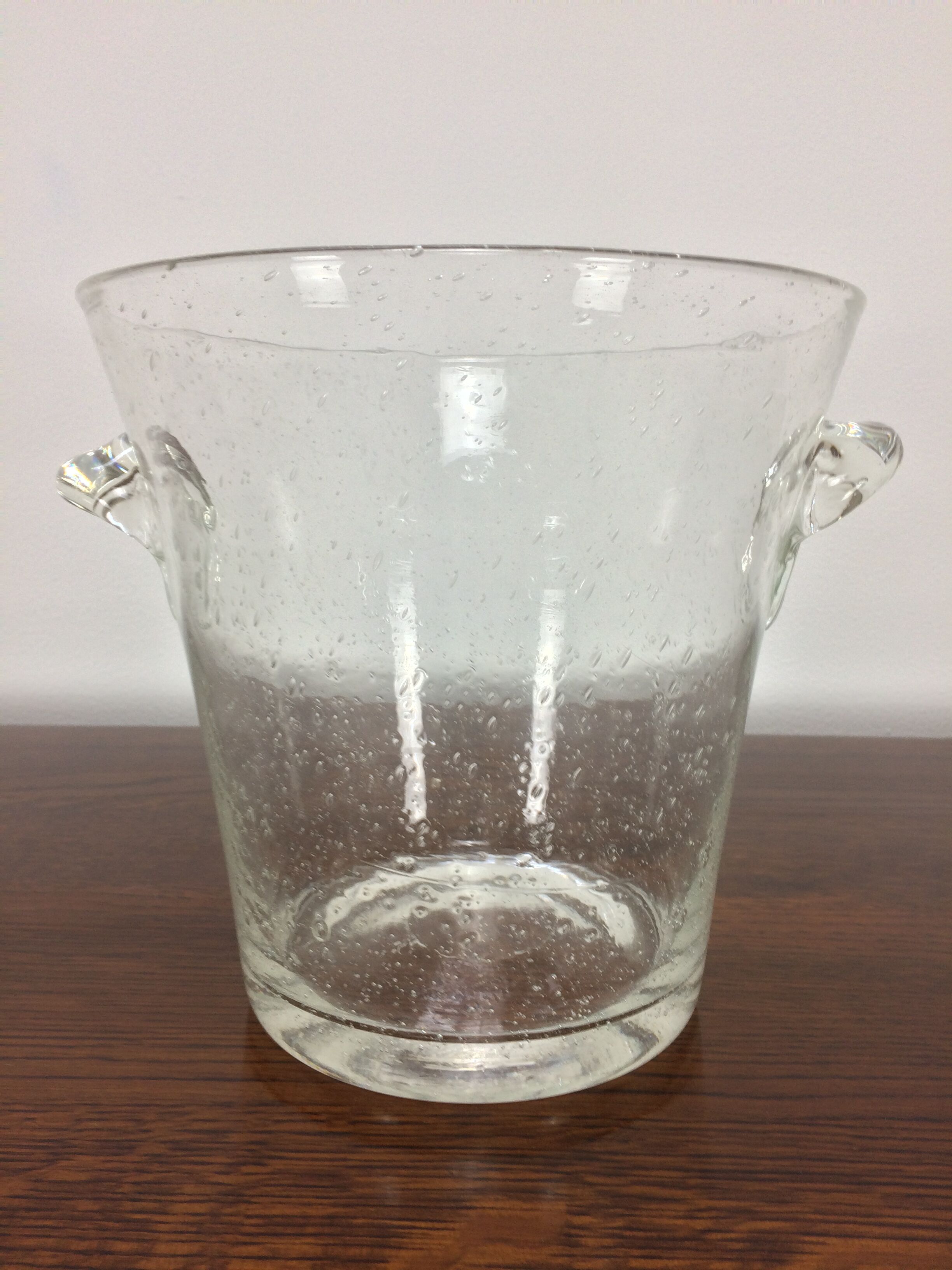 Biot champagne bucket bubbled glass, signed