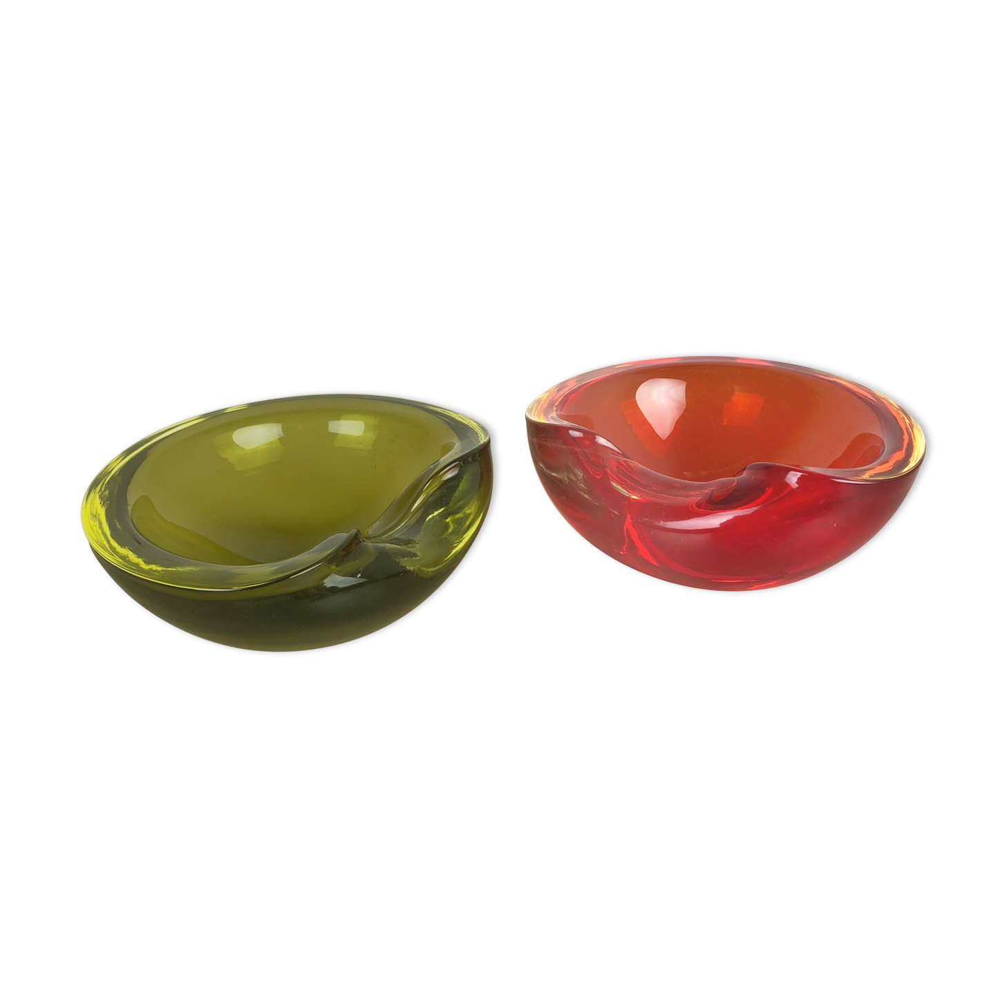 Murano Sommerso glass shell bowls Cenedese Vetri, 1960s