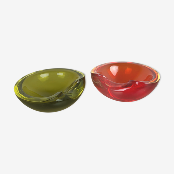 Murano Sommerso glass shell bowls Cenedese Vetri, 1960s