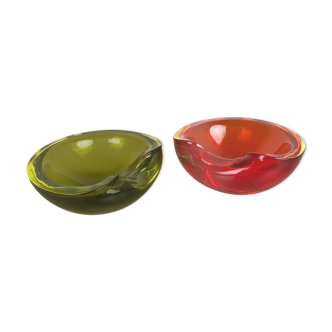 Murano Sommerso glass shell bowls Cenedese Vetri, 1960s