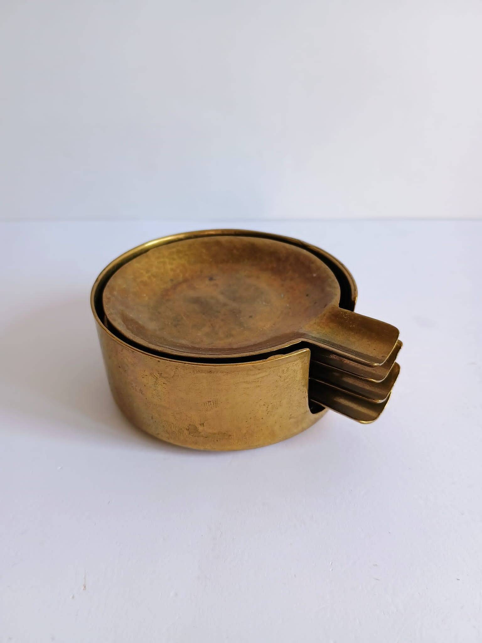 Set of 4 vintage brass nesting ashtrays