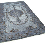 Handmade carved anatolian 1980s 161 cm x 267 cm blue carpet