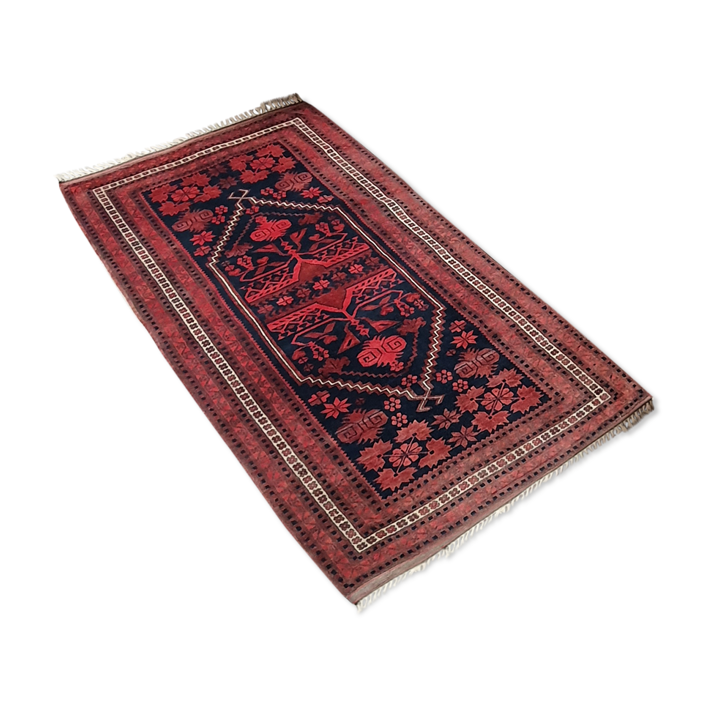 Old hand-knotted wool carpet