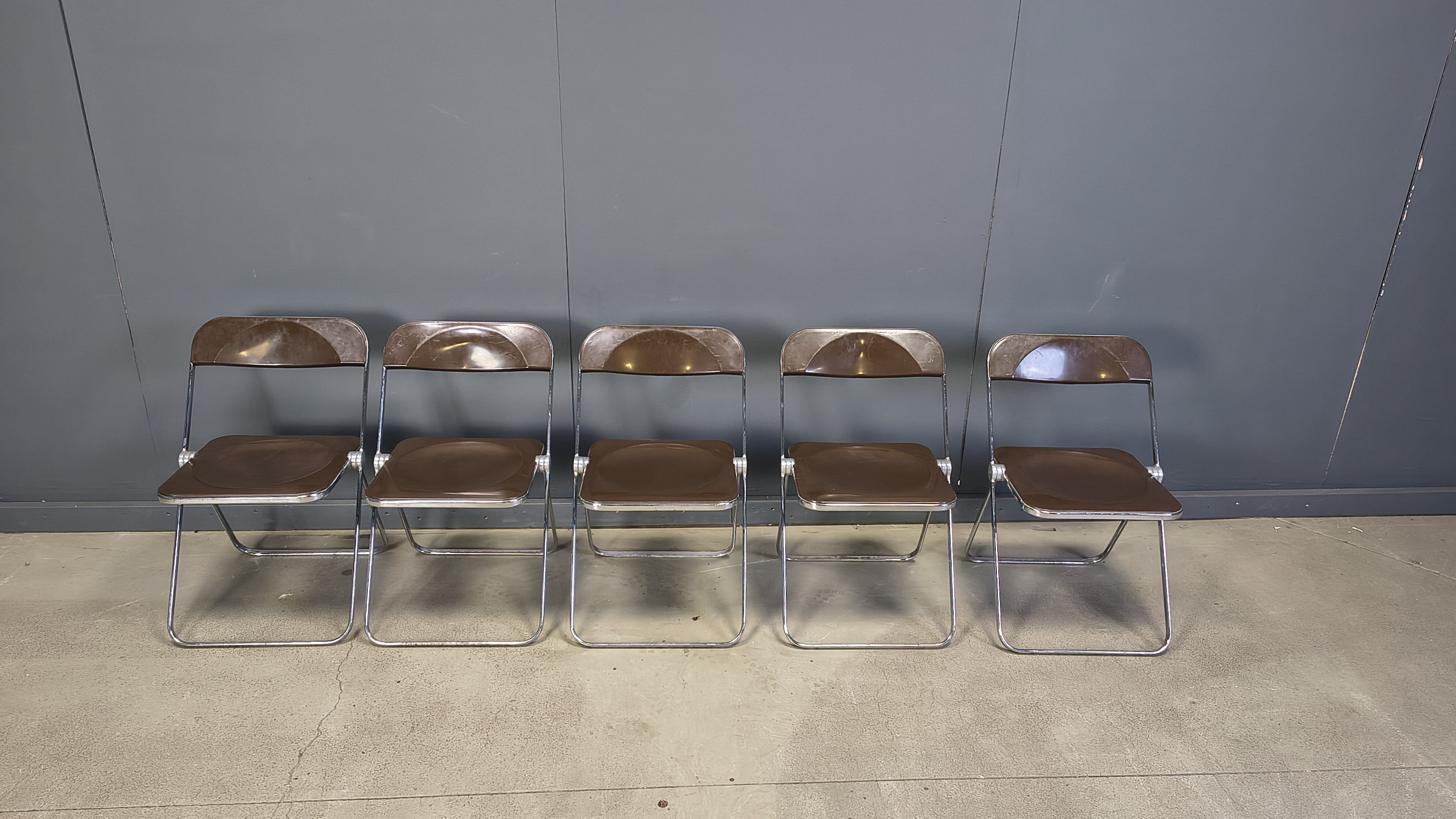 Vintage folding chairs Plia Giancarlo Piretti for Castelli, 1970s, set