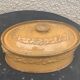 Old terrine in glazed stoneware and floral decoration mustard yellow slip