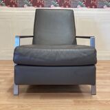 Steel and leather designer armchair from the 1970s