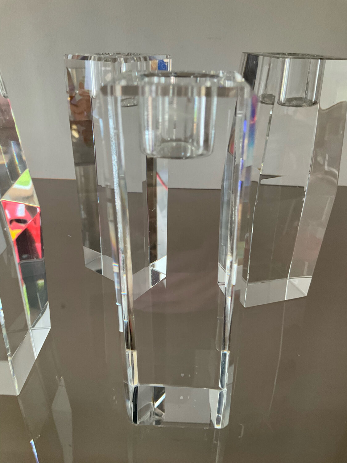 Set of 4 crystal candle holders from the 70s