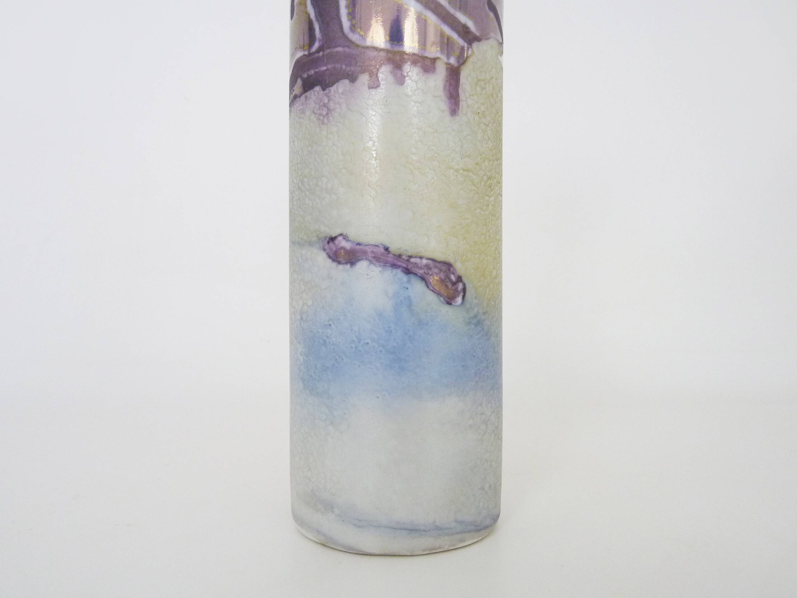 Joseph Bougère Iridescent purple pink ceramic vase signed JB 1989