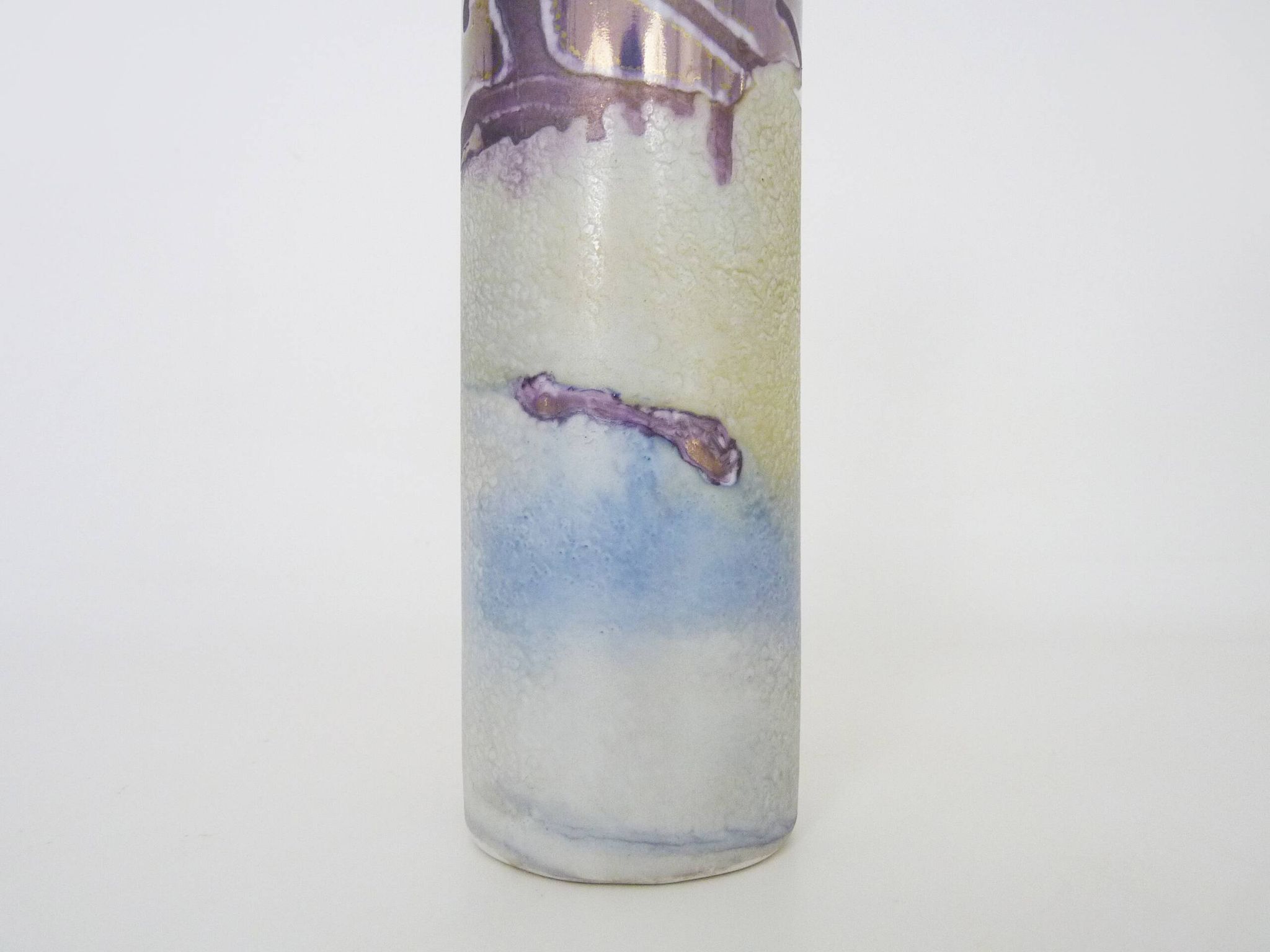 Joseph Bougère Iridescent purple pink ceramic vase signed JB 1989