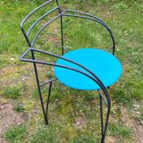 Fauteuil en métal laqué noir Lune d’Argent par Pascal Mourgue 1985