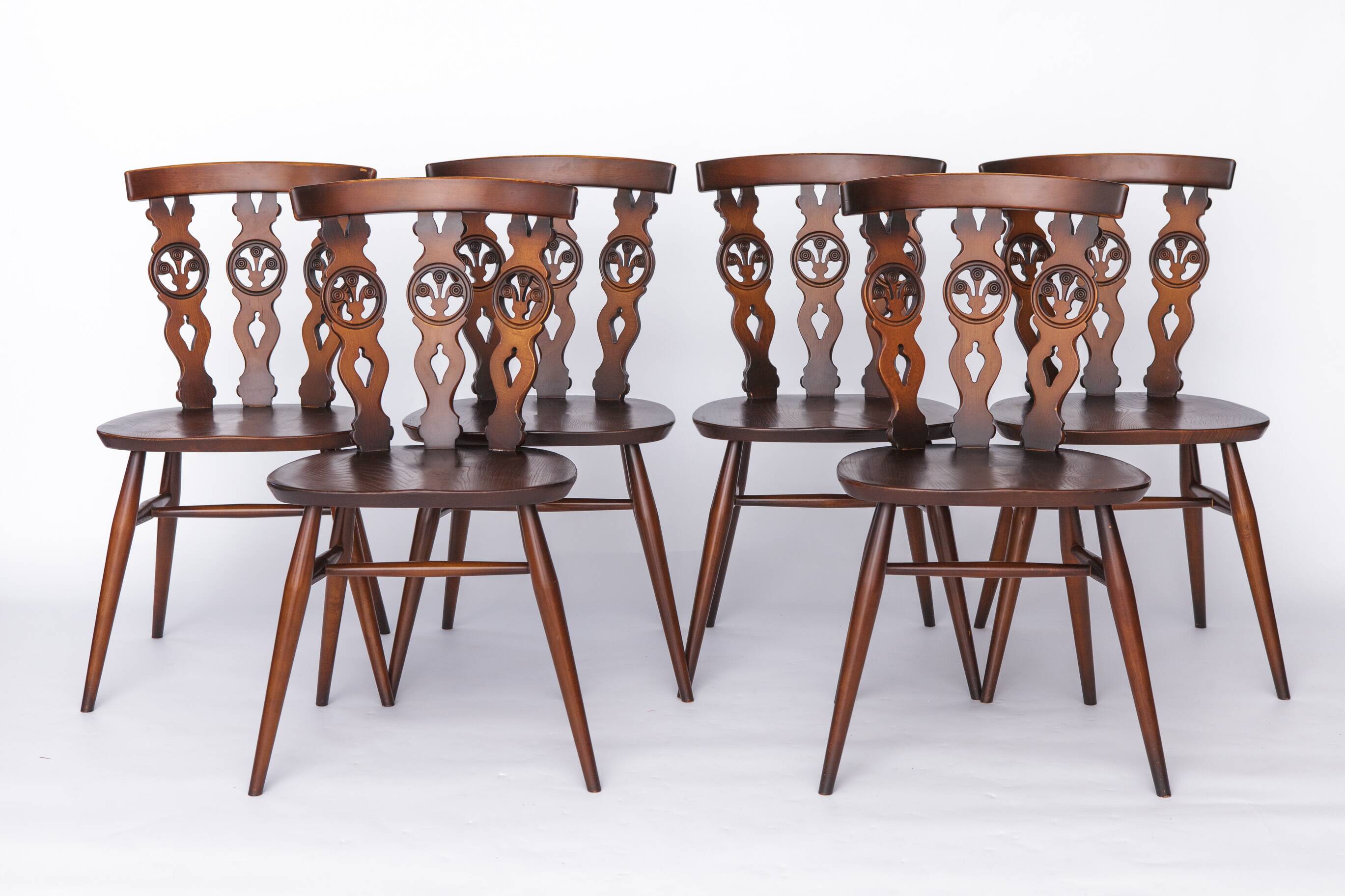 Set of 6 Mid-Century Elm Dining Chairs by Ercol – English Chairs, 1960s
