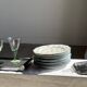 Set of 10 flat plates in Limoges porcelain from France with flowers.
