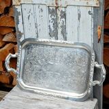 Silver metal serving tray