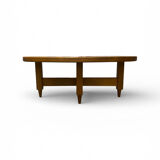 Oval coffee table in oak and ceramic by Guillerme & Chambron for