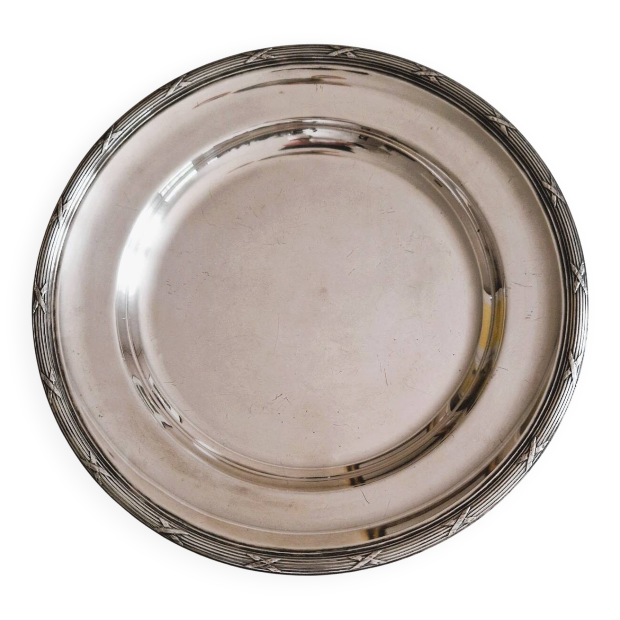 Round silver-plated metal serving dish by Cristofle