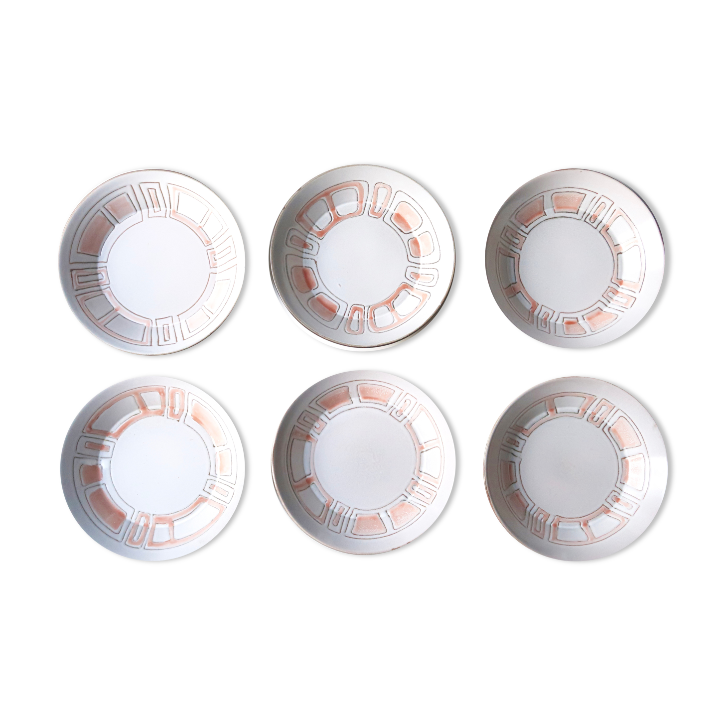 Six hollow plates "Maille" Niderviller, 60s