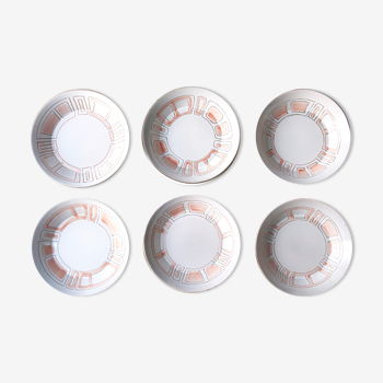 Six assiettes creuses « Maille » Niderviller années 60