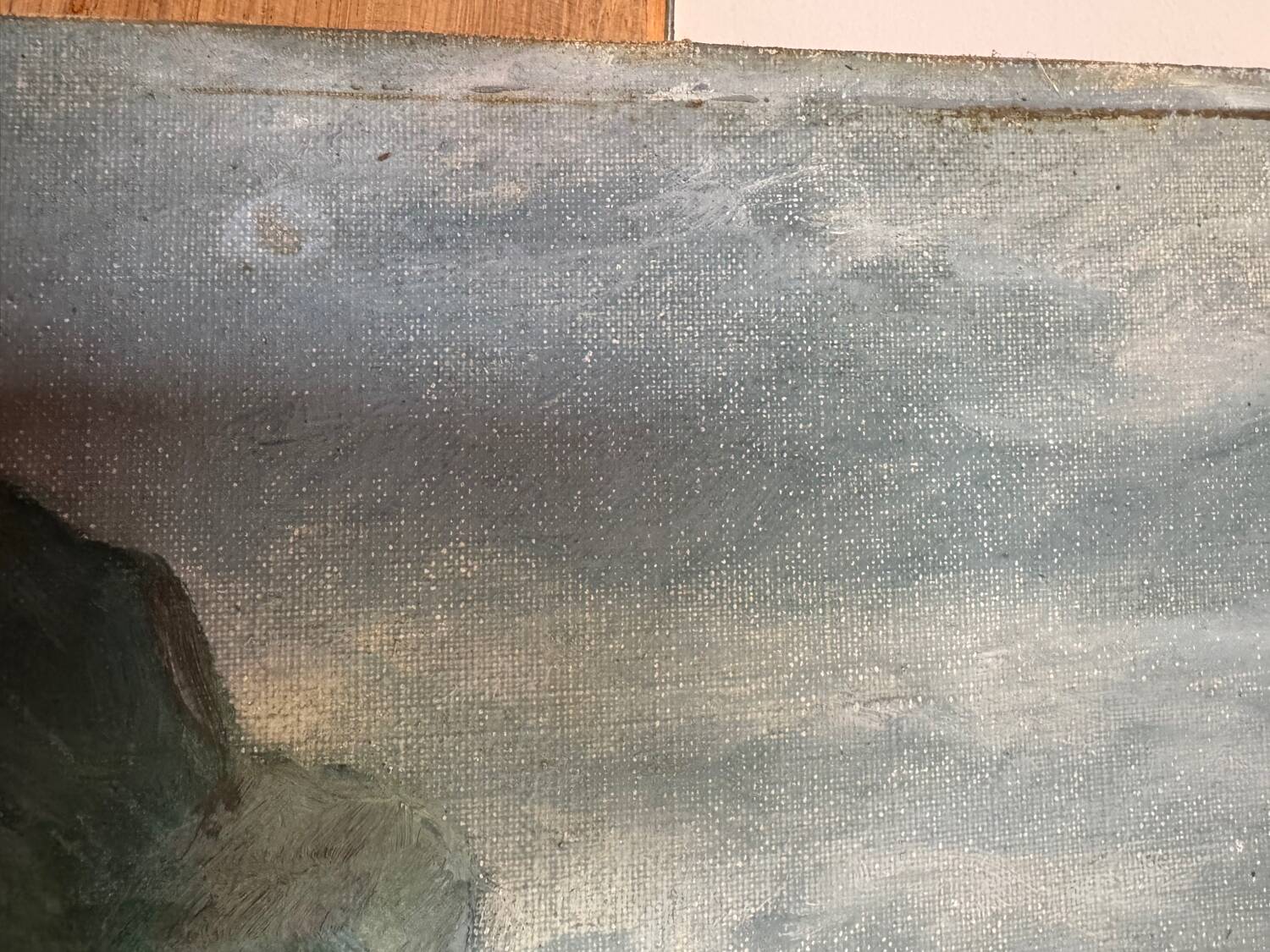 Ancient table, marine landscape, signed 20th century.