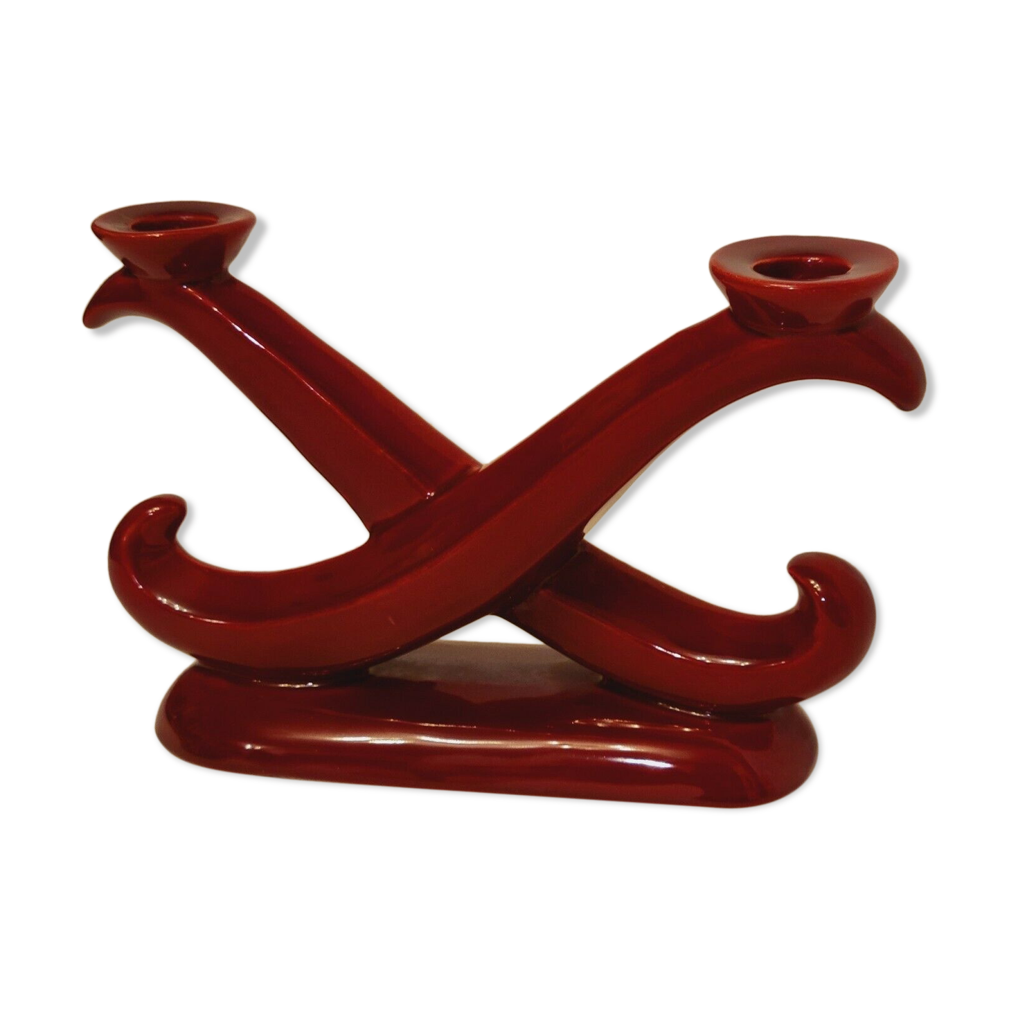 Ceramic candle holder Saint Clément red burgundy