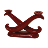 Bougeoir céramique Saint Clément rouge bordeaux