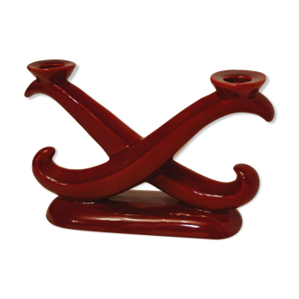 Ceramic candle holder Saint Clément red burgundy