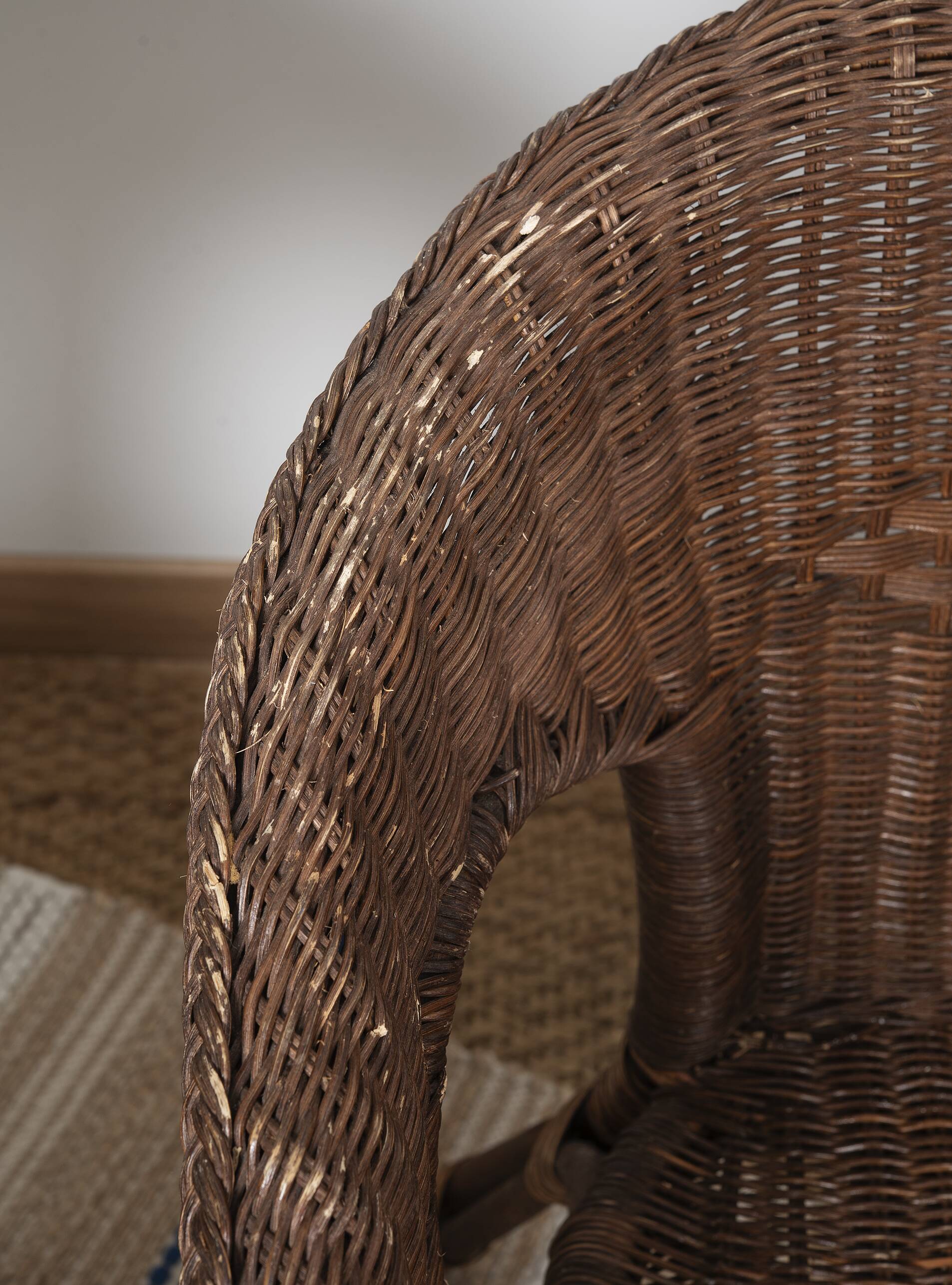 Vintage Rattan Armchair, wicker, set of 3