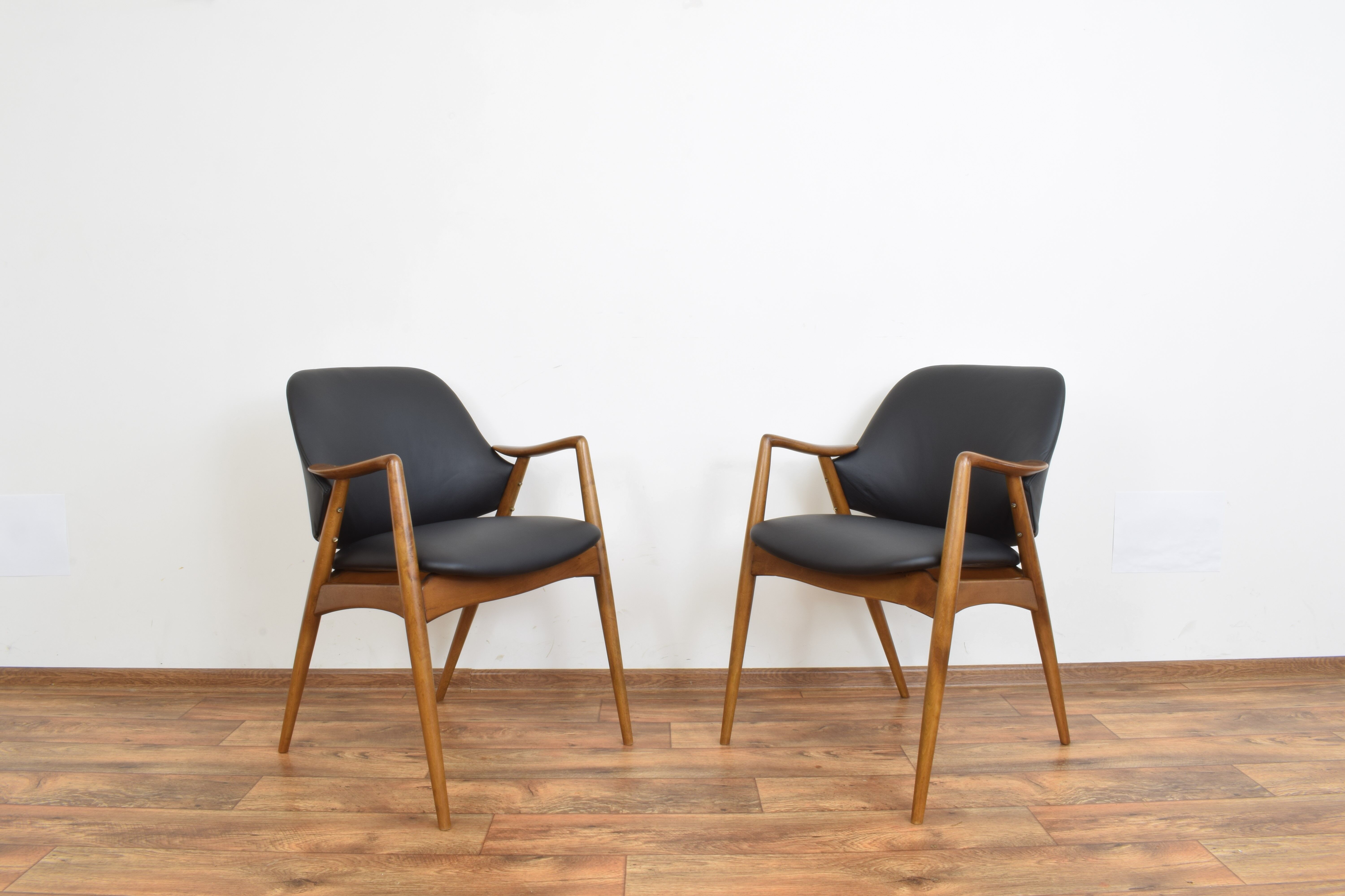 Swedish Leather Office Chairs by Alf Svensson for Dux, Set of 2
