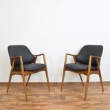 Swedish Leather Office Chairs by Alf Svensson for Dux, Set of 2