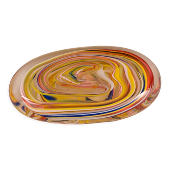 Sulfure presse papier murano 1960 spirale multicolore