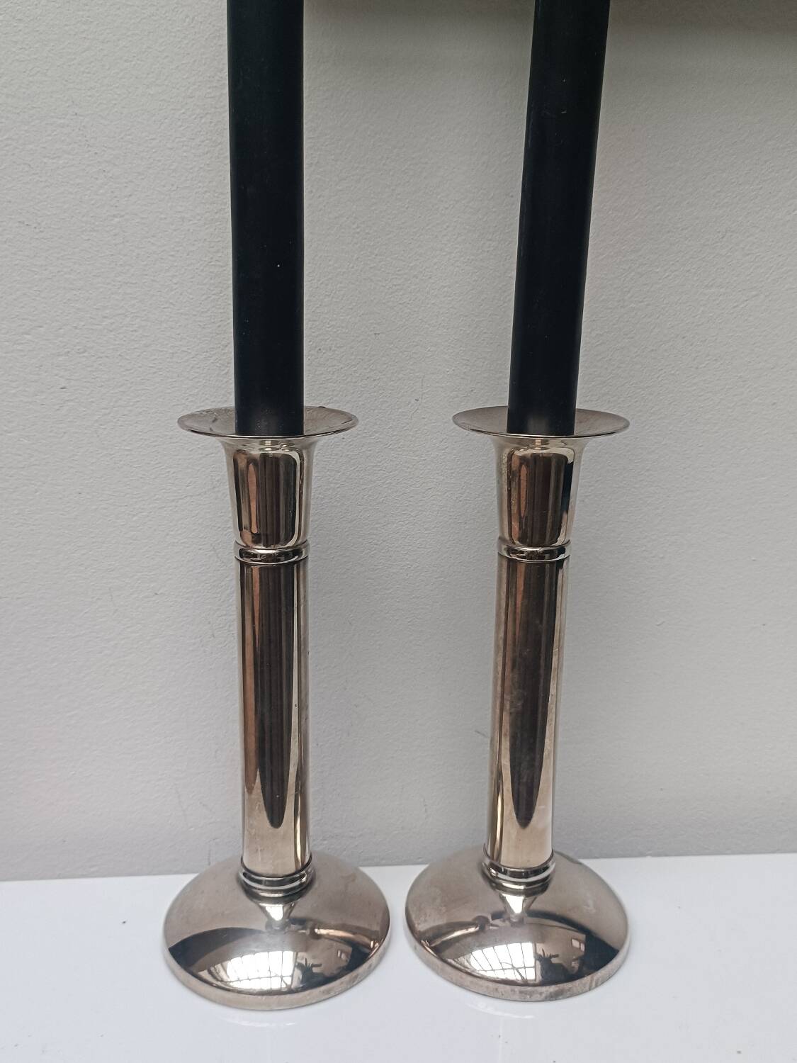 Pair of silver-plated candlesticks