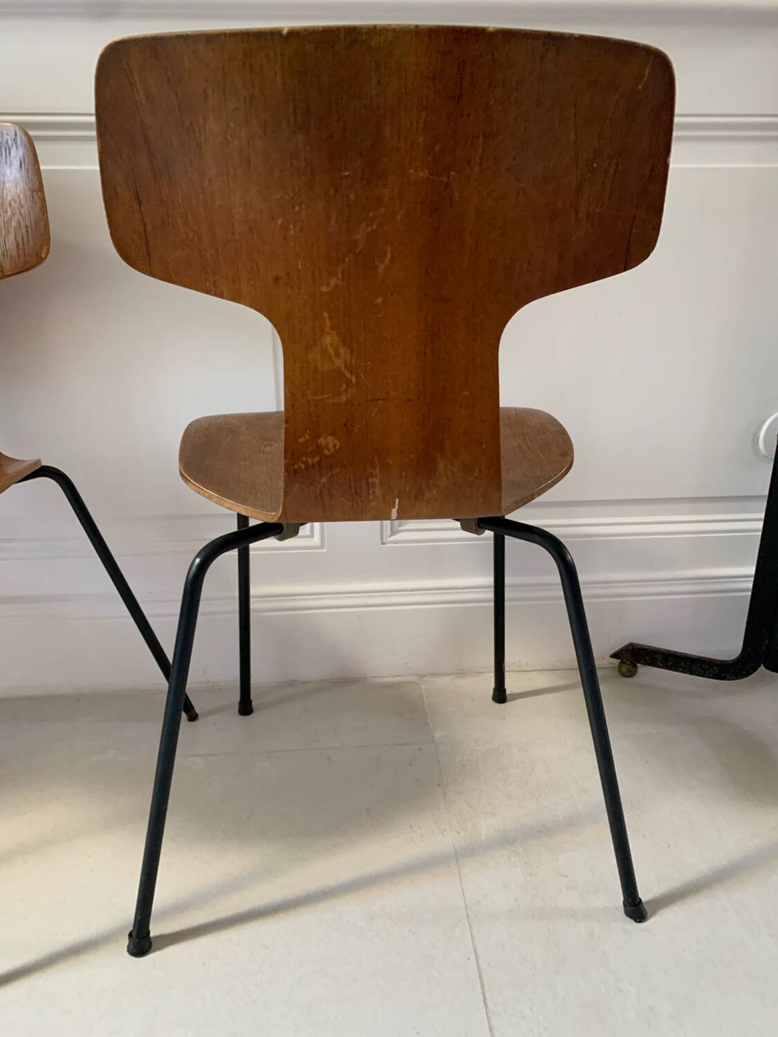 Two Arne Jacobsen "hammer" chairs