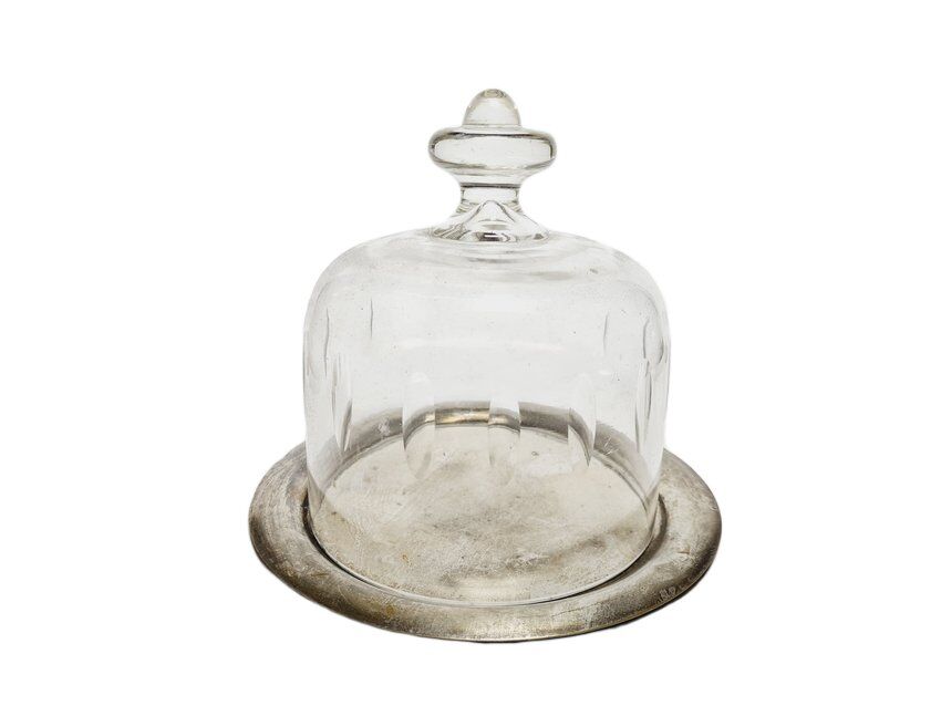 Art Nouveau bowl with crystal cake cover, Germany, 1920s, set of 2