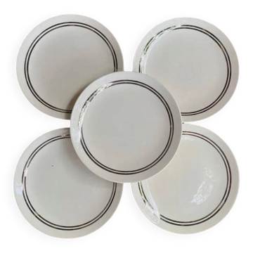 Set of 5 dessert plates Gien – model 4607 vintage - Diameter 19.5 cm