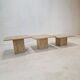Ensemble de 3 tables basses ou d'appoint en travertin, Italie, 1980s