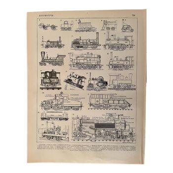 Lithographie sur la locomotive et le train - 1900
