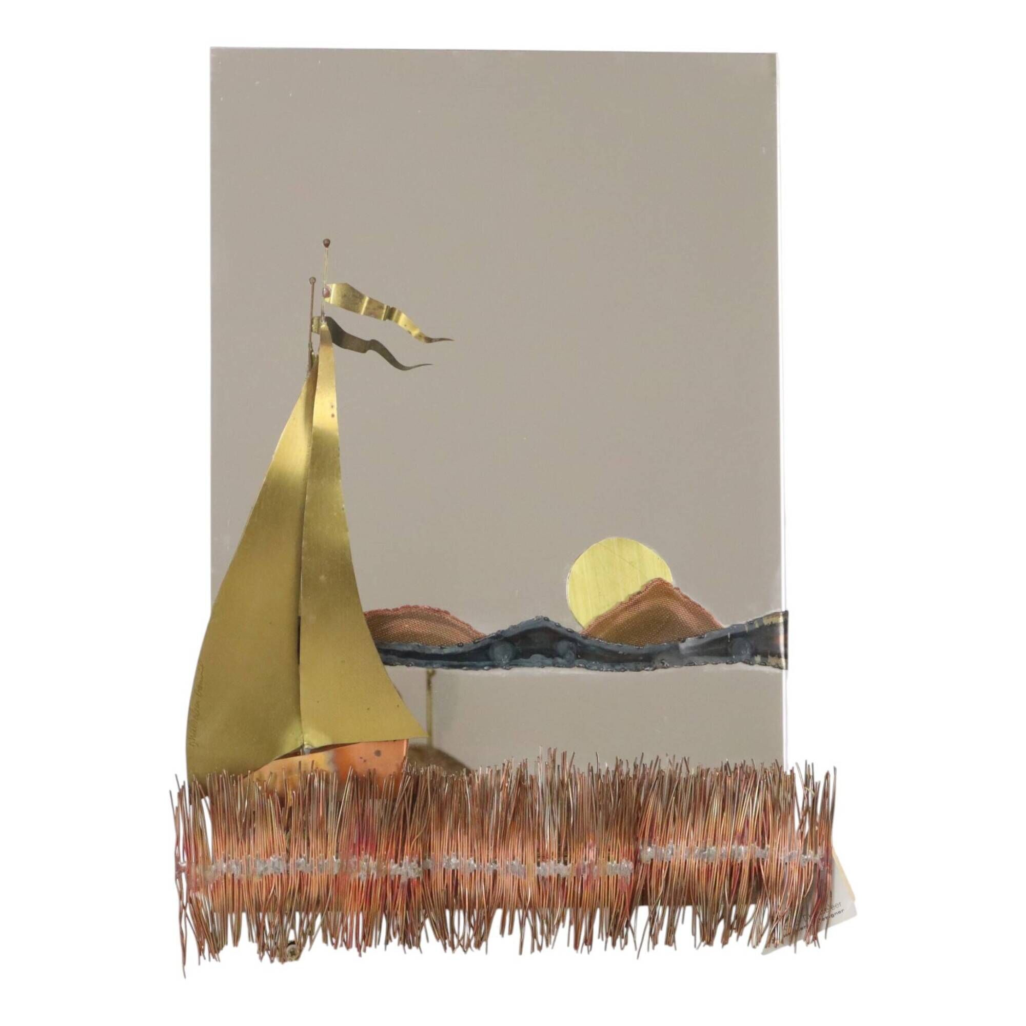 Copper and Brass Boat-Design Mirror by Daniel D’Haeseleer, 1970s